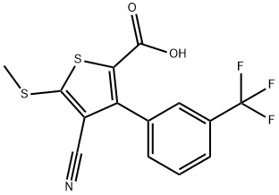 4-CYANO-5-(METHYLTHIO)-3-[3-(TRIFLUOROMETHYL)PHENYL]THIOPHENE-2-CARBOXYLIC ACID Struktur