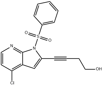 3-Butyn-1-ol, 4-[4-chloro-1-(phenylsulfonyl)-1H-pyrrolo[2,3-b]pyridin-2-yl]- Struktur