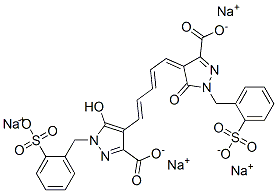 4-[5-[3-Carboxy-5-hydroxy-1-[(2-sulfophenyl)methyl]-1H-pyrazol-4-yl]-2,4-pentadienylidene]-4,5-dihydro-5-oxo-1-[(2-sulfophenyl)methyl]-1H-pyrazole-3-carboxylic acid tetrasodium salt Struktur