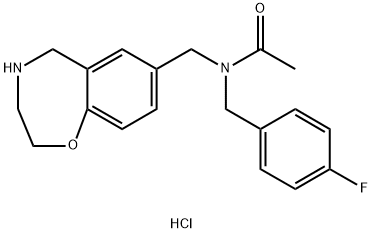 N-(4-fluorobenzyl)-N-(2,3,4,5-tetrahydro-1,4-benzoxazepin-7-ylmethyl)acetamide hydrochloride Struktur