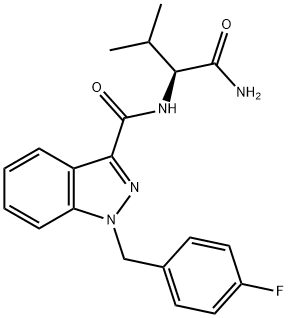 N-[(1S)-1-(aminocarbonyl)-2-methylpropyl]-1-[(4-fluorophenyl)methyl]-1H-indazole-3-carboxamide Struktur