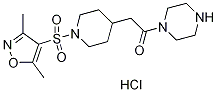 1-({1-[(3,5-dimethylisoxazol-4-yl)sulfonyl]piperidin-4-yl}acetyl)piperazine hydrochloride Struktur