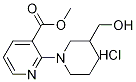 3-HydroxyMethyl-3,4,5,6-tetrahydro-2H-[1,2']bipyridinyl-3'-carboxylic acid Methyl ester hydrochloride, 98+% C13H19ClN2O3, MW: 286.76 Struktur