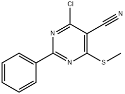 4-CHLORO-6-(METHYLSULFANYL)-2-PHENYL-5-PYRIMIDINECARBONITRILE Struktur