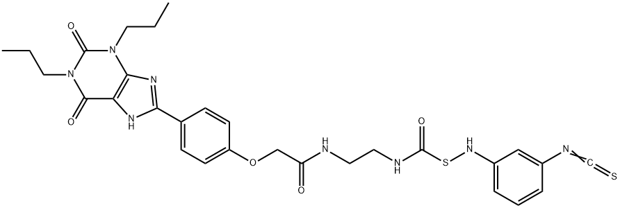 1,3-dipropyl-8-(isothiocyanatophenyl(aminothiocarbonyl-(2-aminoethylaminocarbonyl-(4-methyloxy(phenyl)))))xanthine Struktur