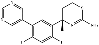 (4S)-4-[2,4-二氟-5-(5-嘧啶基)苯基]-5,6-二氫-4-甲基-4H-1,3-噻嗪-2-胺 結(jié)構(gòu)式