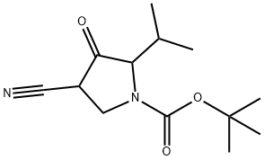 (2S)-tert-butyl 4-cyano-2-isopropyl-3-oxopyrrolidine-1-carboxylate Struktur