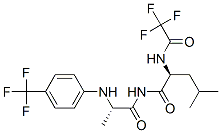 (2S)-4-methyl-2-[(2,2,2-trifluoroacetyl)amino]-N-[(2S)-2-[[4-(trifluor omethyl)phenyl]amino]propanoyl]pentanamide Struktur