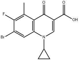 7-BROMO-1-CYCLOPROPYL-6-FLUORO-5-METHYL-4-OXO-1,4-DIHYDROQUINOLINE-3-CARBOXYLIC ACID Struktur