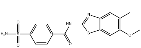 Benzamide,  4-(aminosulfonyl)-N-(6-methoxy-4,5,7-trimethyl-2-benzothiazolyl)- Struktur