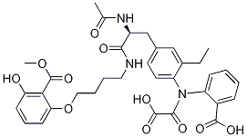 Benzoic acid, 2-[4-[[(2S)-2-(acetylaMino)-3-[4-[(carboxycarbonyl)(2-carboxyphenyl)aMino]-3-ethylphenyl]-1-oxopropyl]aMino]butoxy]-6-hydroxy-, 1-Methyl ester Struktur