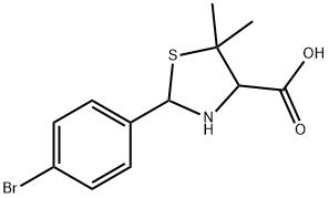 2-(4-bromophenyl)-5,5-dimethyl-1,3-thiazolane-4-carboxylic acid Struktur