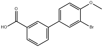 3-(3-Bromo-4-methoxyphenyl)benzoic acid, 2-Bromo-4-(3-carboxyphenyl)anisole, 3'-Bromo-3-carboxy-4'-methoxybiphenyl Struktur