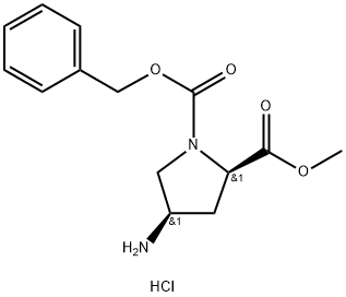 (2R,4R)-1-CBZ-4-aMino Pyrrolidine-2-carboxylic acid Methylester-HCl Struktur