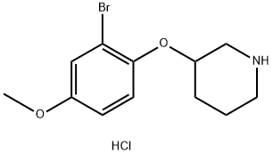 3-(2-Bromo-4-methoxyphenoxy)piperidinehydrochloride Struktur