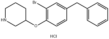 3-(4-Benzyl-2-bromophenoxy)piperidinehydrochloride Struktur