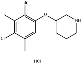 3-(2-Bromo-4-chloro-3,5-dimethylphenoxy)-piperidine hydrochloride Struktur