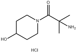 2-Amino-1-(4-hydroxy-1-piperidinyl)-2-methyl-1-propanone hydrochloride Struktur