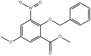 Methyl 2-(benzyloxy)-5-Methoxy-3-nitrobenzenecarboxylate Struktur