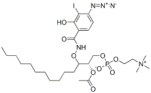 1-O-(4-azido-2-hydroxy-3-iodobenzamido)undecyl-2-O-acetyl-sn-glycero-3-phosphocholine Struktur