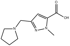 1-methyl-3-(pyrrolidin-1-ylmethyl)-1H-pyrazole-5-carboxylic acid Struktur