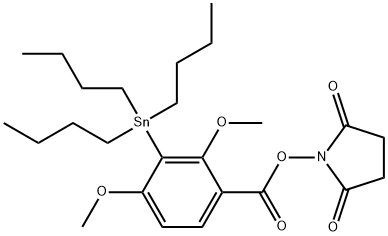 N-succinimidyl-2,4-dimethoxy-3-(tributylstannyl)benzoate Struktur