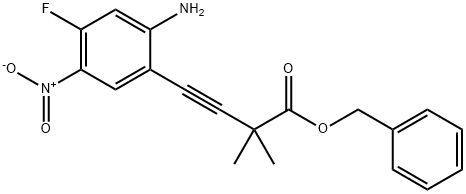 3-Butynoic acid, 4-(2-aMino-4-fluoro-5-nitrophenyl)-2,2-diMethyl-, phenylMethyl ester Struktur