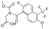 N-((2-fluoro-6-methoxy-5-(trifluoromethyl)-1-naphthalenyl)carbonyl)-N-(methoxycarbonyl)glycine Struktur