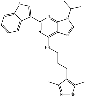 2-(benzo[b]thiophen-3-yl)-N-(3-(3,5-diMethyl-1H-pyrazol-4-yl)propyl)-9-isopropyl-9H-purin-6-aMine Struktur