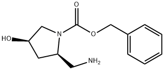 (2S,4S)-Benzyl 2-(aminomethyl)-4-hydroxy-pyrrolidine-1-carboxylate Struktur