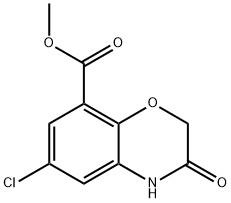 6-Chloro-3,4-dihydro-3-oxo-2H-1,4-benzoxazine-8-carboxylic acid methyl ester Struktur