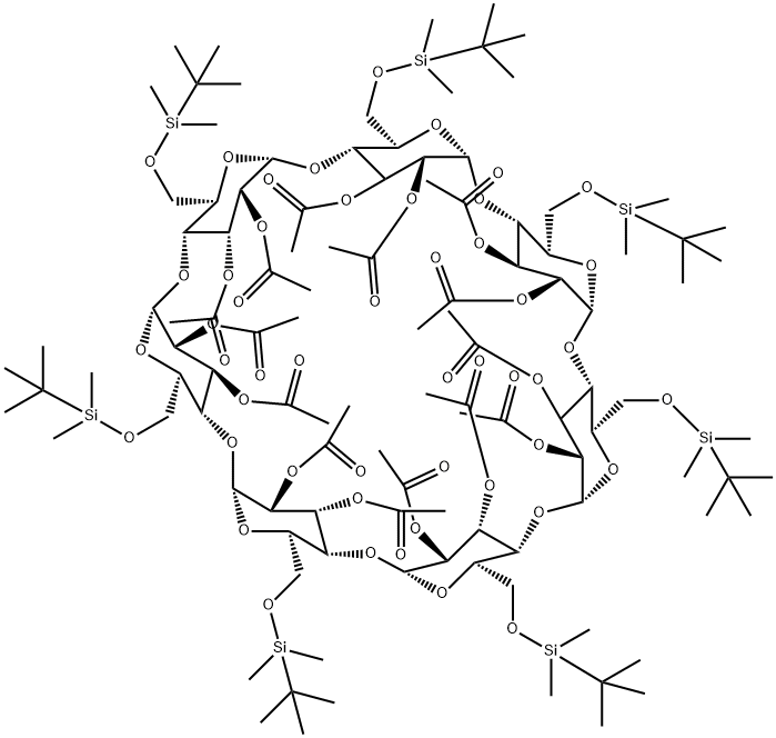 Heptakis-(2,3-di-O-acetyl-6-O-tert.-Butyldimethylsilyl)-beta-Cyclodextrin Struktur