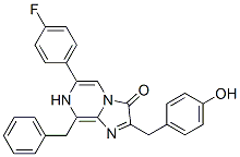 Imidazo[1,2-a]pyrazin-3(7H)-one,  6-(4-fluorophenyl)-2-[(4-hydroxyphenyl)methyl]-8-(phenylmethyl)- Struktur