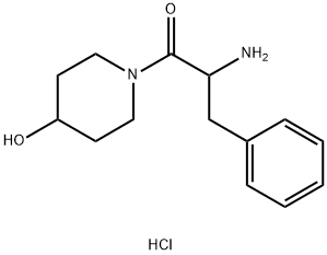 2-Amino-1-(4-hydroxy-1-piperidinyl)-3-phenyl-1-propanone hydrochloride Struktur