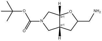 cis-tert-butyl 2-(aMinoMethyl)tetrahydro-2H-furo[2,3-c]pyrrole-5(3H)-carboxylate Struktur