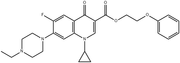 3-Quinolinecarboxylic acid, 1-cyclopropyl-7-(4-ethyl-1-piperazinyl)-6-fluoro-1,4-dihydro-4-oxo-, 2-phenoxyethyl ester Struktur