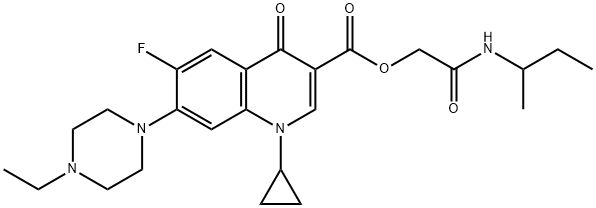 3-Quinolinecarboxylic acid, 1-cyclopropyl-7-(4-ethyl-1-piperazinyl)-6-fluoro-1,4-dihydro-4-oxo-, 2-[(1-Methylpropyl)aMino]-2-oxoethyl ester Struktur