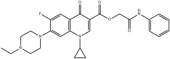 3-Quinolinecarboxylic acid, 1-cyclopropyl-7-(4-ethyl-1-piperazinyl)-6-fluoro-1,4-dihydro-4-oxo-, 2-oxo-2-(phenylaMino)ethyl ester Struktur