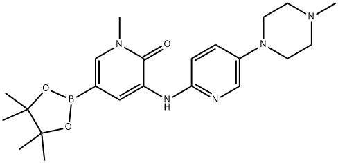 2(1H)-Pyridinone, 1-methyl-3-[[5-(4-methyl-1-piperazinyl)-2-pyridinyl]amino]-5-(4,4,5,5-tetramethyl-1,3,2-dioxaborolan-2-yl)- Struktur