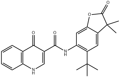 3-QuinolinecarboxaMide, N-[5-(1,1-diMethylethyl)-2,3-dihydro-3,3-diMethyl-2-oxo-6-benzofuranyl]-1,4-dihydro-4-oxo- Struktur