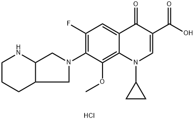 1-cyclopropyl-6-fluoro-8-Methoxy-4-oxo-7-(tetrahydro-1H-pyrrolo[3,4-b]pyridin-6(2H,7H,7aH)-yl)-1,4-dihydroquinoline-3-carboxylic acid hydrochloride Struktur