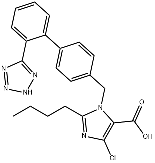 2-BUTYL-4-CHLORO-1-[(2'-(1-H-TETRAZOL-5-YL)[1,1'-BIPHENYL]-4-YL)METHYL]-1-H-IMIDAZOLE-5-CARBOXYLIC ACID Structure