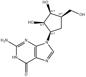 2-amino-1,9-dihydro-9-(2,3-dihydroxy-4-(hydroxymethyl)cyclopentyl)-6H-purin-6-one Struktur