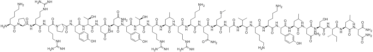 H-LYS-PRO-ARG-ARG-PRO-TYR-THR-ASP-ASN-TYR-THR-ARG-LEU-ARG-LYS-GLN-MET-ALA-VAL-LYS-LYS-TYR-LEU-ASN-SER-ILE-LEU-ASN-NH2 Struktur