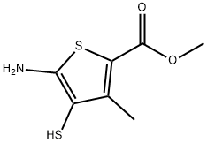 2-Thiophenecarboxylicacid,5-amino-4-mercapto-3-methyl-,methylester(9CI) Struktur