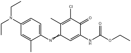 ethyl N-(5-chloro-3-(4-(diethylamino)-2-methylphenylimino)-4-methyl-6-oxo-1,4-cyclohexadienyl)carbamate Struktur