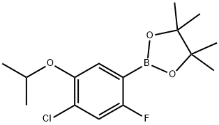 2-(4-Chloro-2-fluoro-5-isopropoxyphenyl)-4,4,5,5-tetramethyl-1,3,2-dioxaborolane Struktur