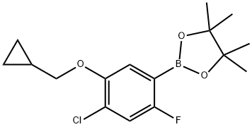 2-(4-Chloro-5-(cyclopropylmethoxy)-2-fluorophenyl)-4,4,5,5-tetramethyl-1,3,2-dioxaborolane Struktur