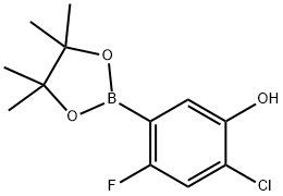 2-Chloro-4-fluoro-5-(4,4,5,5-tetramethyl-1,3,2-dioxaborolan-2-yl)phenol Struktur