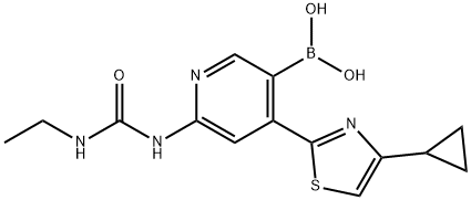 4-(4-cyclopropylthiazol-2-yl)-6-(3-ethylureido)pyridin-3-ylboronic acid Struktur